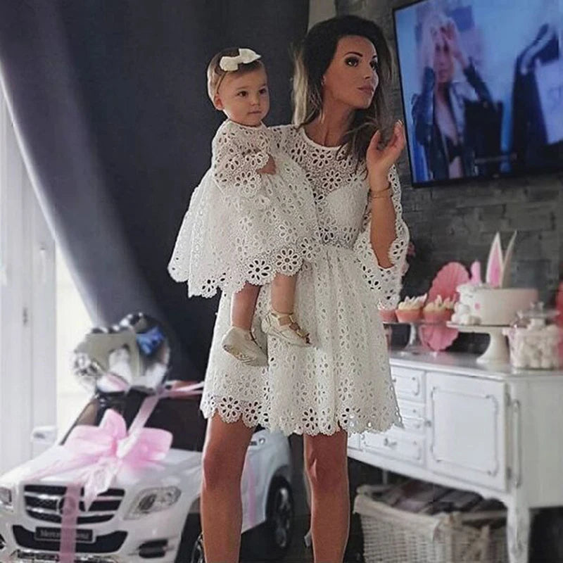 Women & Girls Lace Floral Wedding Party Dress