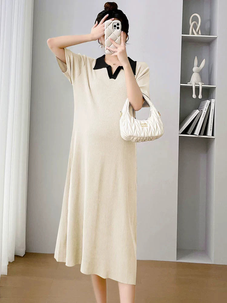Polo Collar Maternity Dress: Summer 2024 New Arrival Fashion