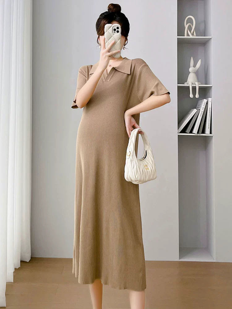 Polo Collar Maternity Dress: Summer 2024 New Arrival Fashion