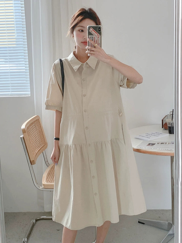 Western Style Plus Size Short-Sleeved Women's Maternity Outfit For Summer: 2024 New Arrival Fashion Loose Shirt and Skirt