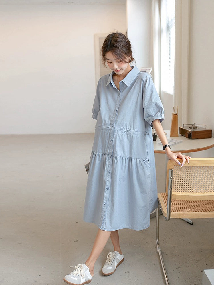 Western Style Plus Size Short-Sleeved Women's Maternity Outfit For Summer: 2024 New Arrival Fashion Loose Shirt and Skirt