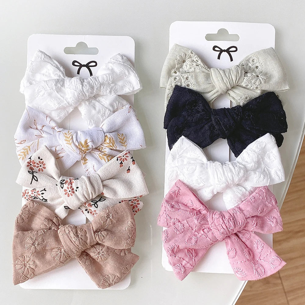 Girls Floral Embroidery 4 Pcs/Set
