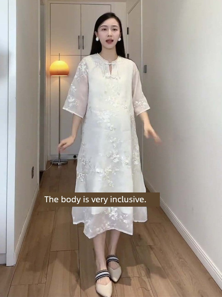 Chinese Style Embroidered Petite Maternity Dress: 2024 New Arrival New