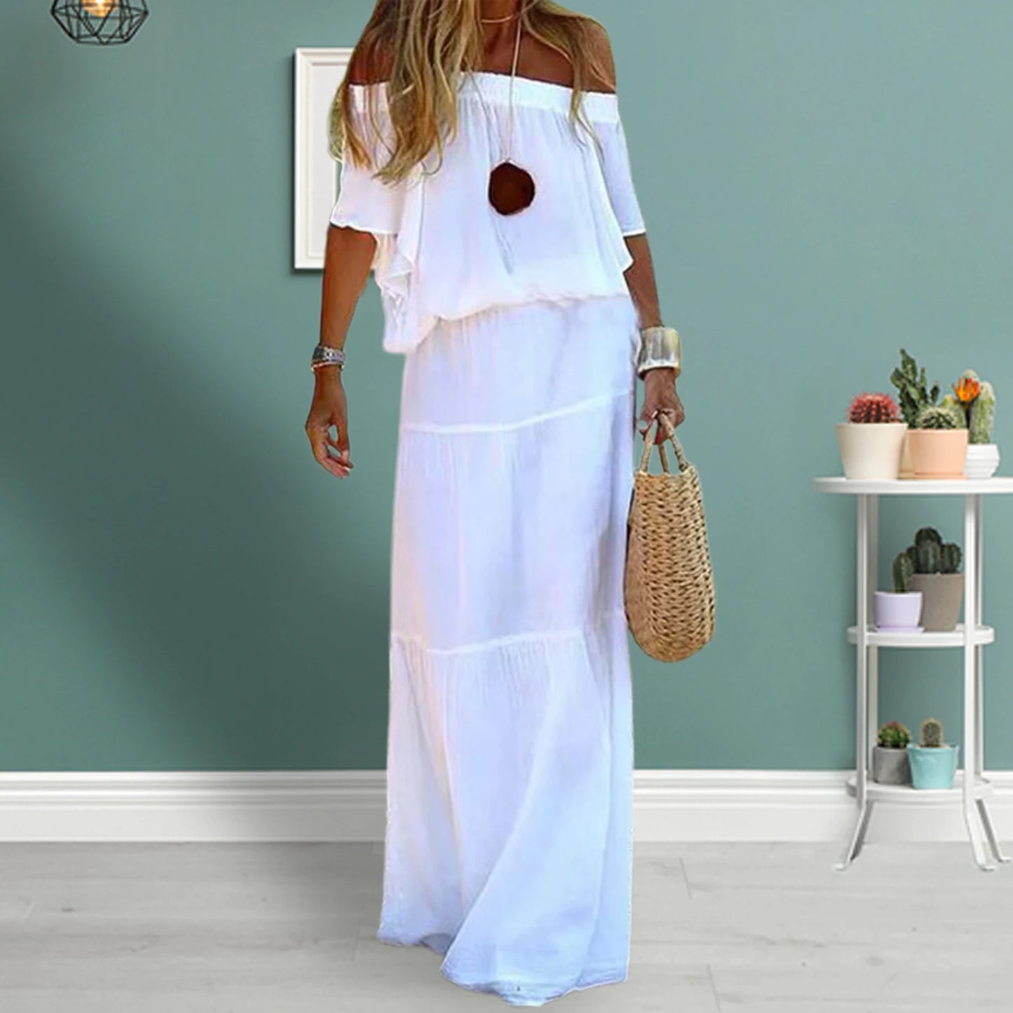 Summer Bandage Elegant Ruffles Sexy One Shoulder Bodycon Loose Dress