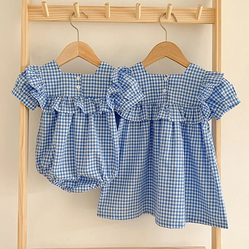 Summer Sister Clothes With Short Sleeves Dress & Jumpsuit For Toddler & Baby Girls: New 2024
