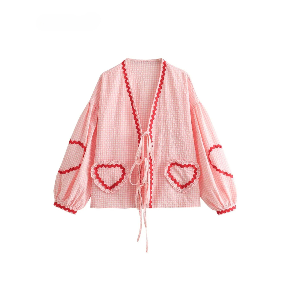 Plaid Lace Up Blouse