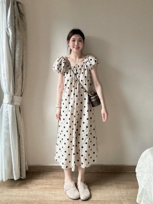 Women's Summer Korean Style Maternity Short Sleeve Polka Dot: New For 2024 Small Thin Skirt Mid-Length
