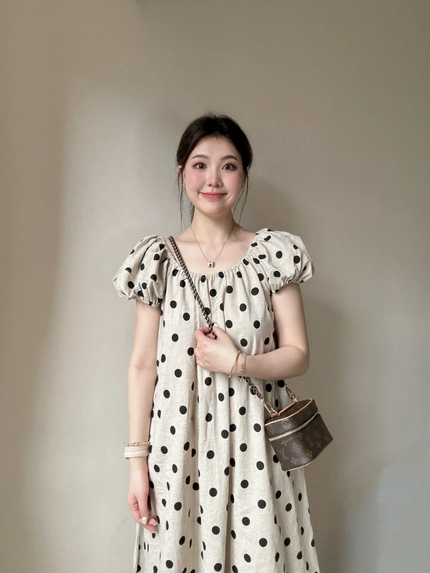 Women's Summer Korean Style Maternity Short Sleeve Polka Dot: New For 2024 Small Thin Skirt Mid-Length