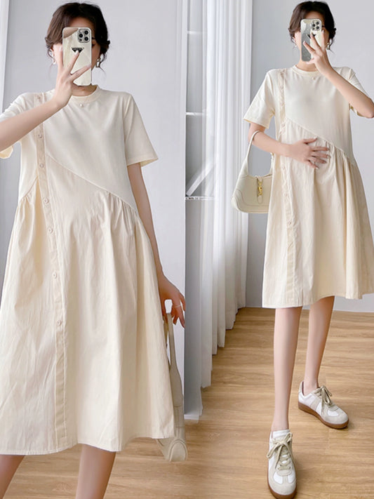 Casual Short Sleeve Loose Summer Maternity Dress: All You Need Is A Pair Of Converse Tennis Shoes