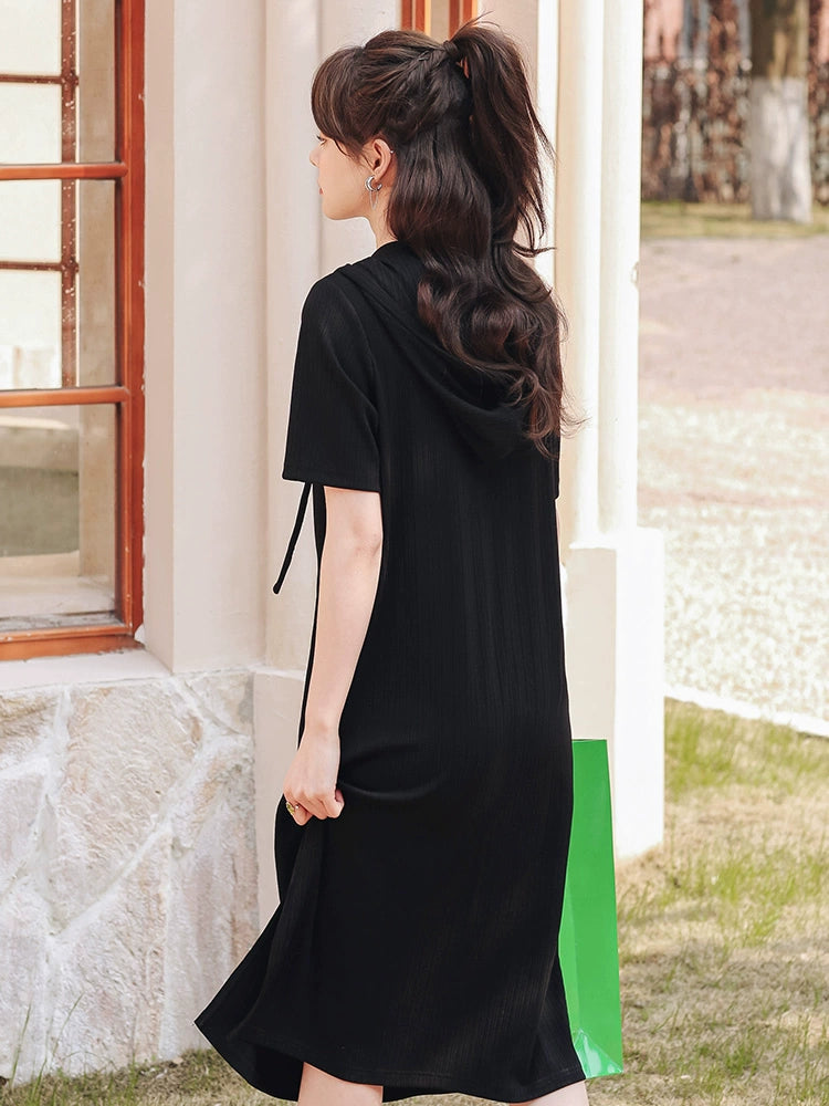 Hoodie Pull Tie Maternity Dress In Several Colors