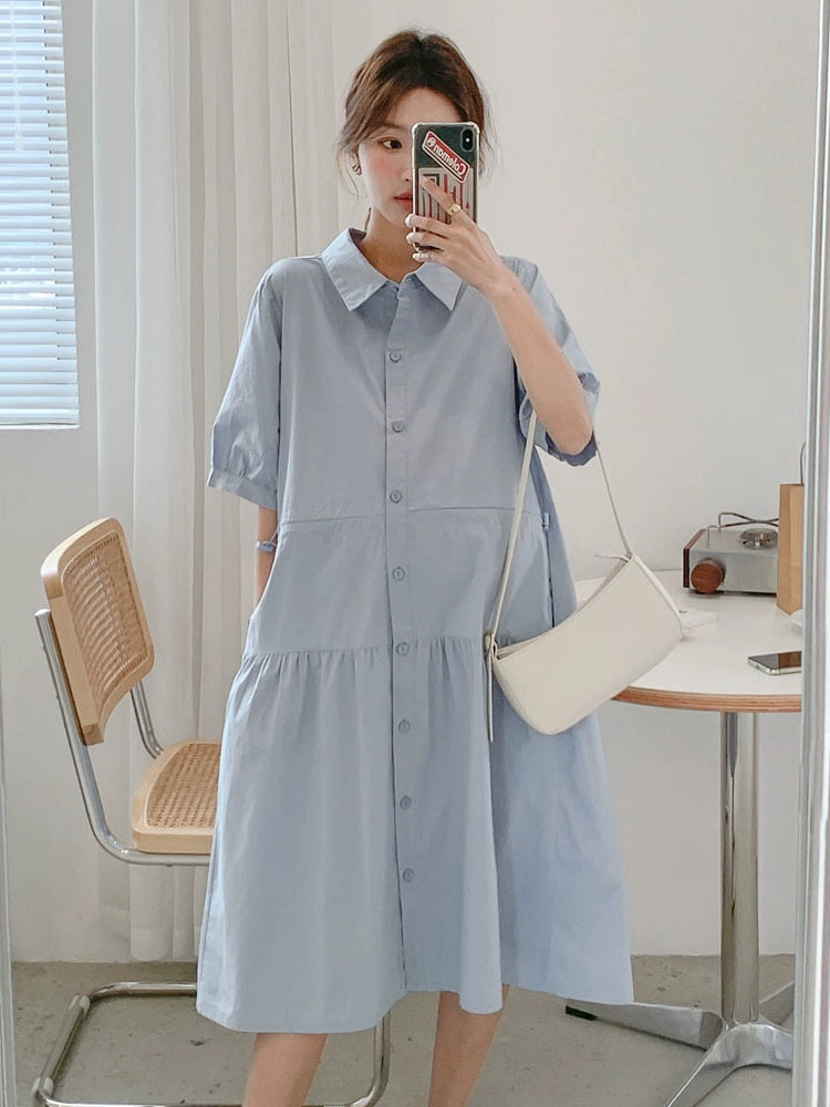Western Style Plus Size Short-Sleeved Women's Maternity Outfit For Summer: 2024 New Arrival Fashion Loose Shirt and Skirt