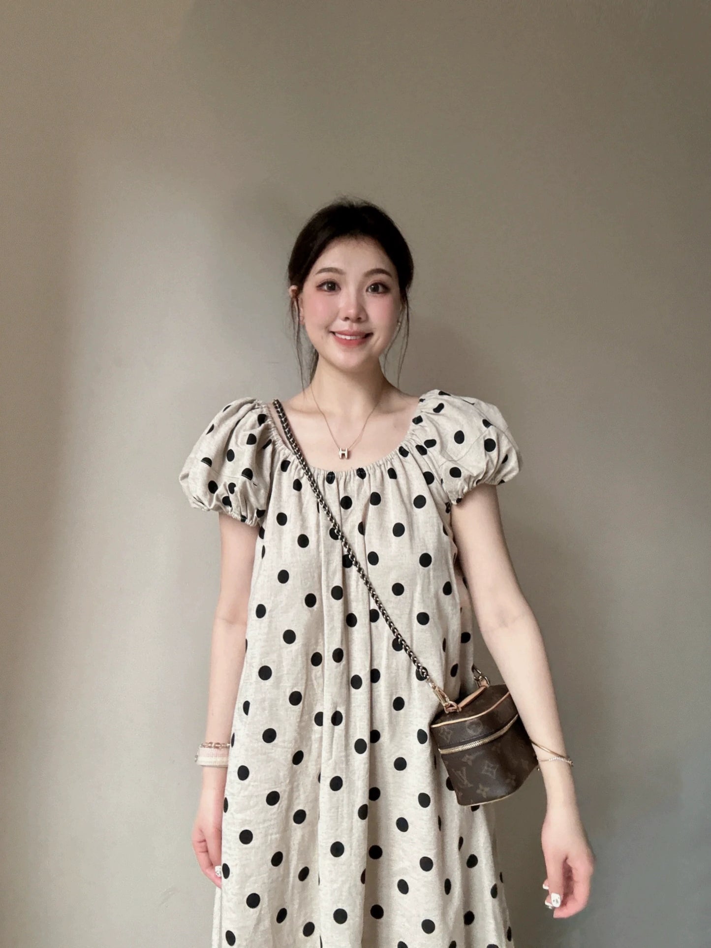 Women's Summer Korean Style Maternity Short Sleeve Polka Dot: New For 2024 Small Thin Skirt Mid-Length