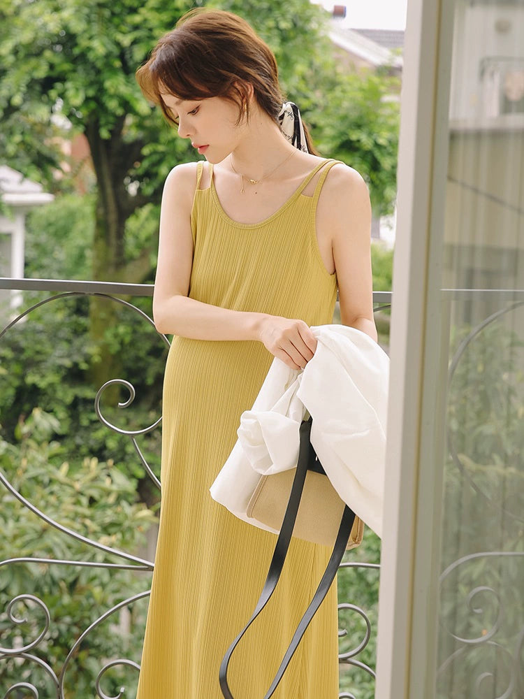 Simple Maternity Summer Wear Separates: Summer 2024 New Arrival Vest & Long Dress Separates