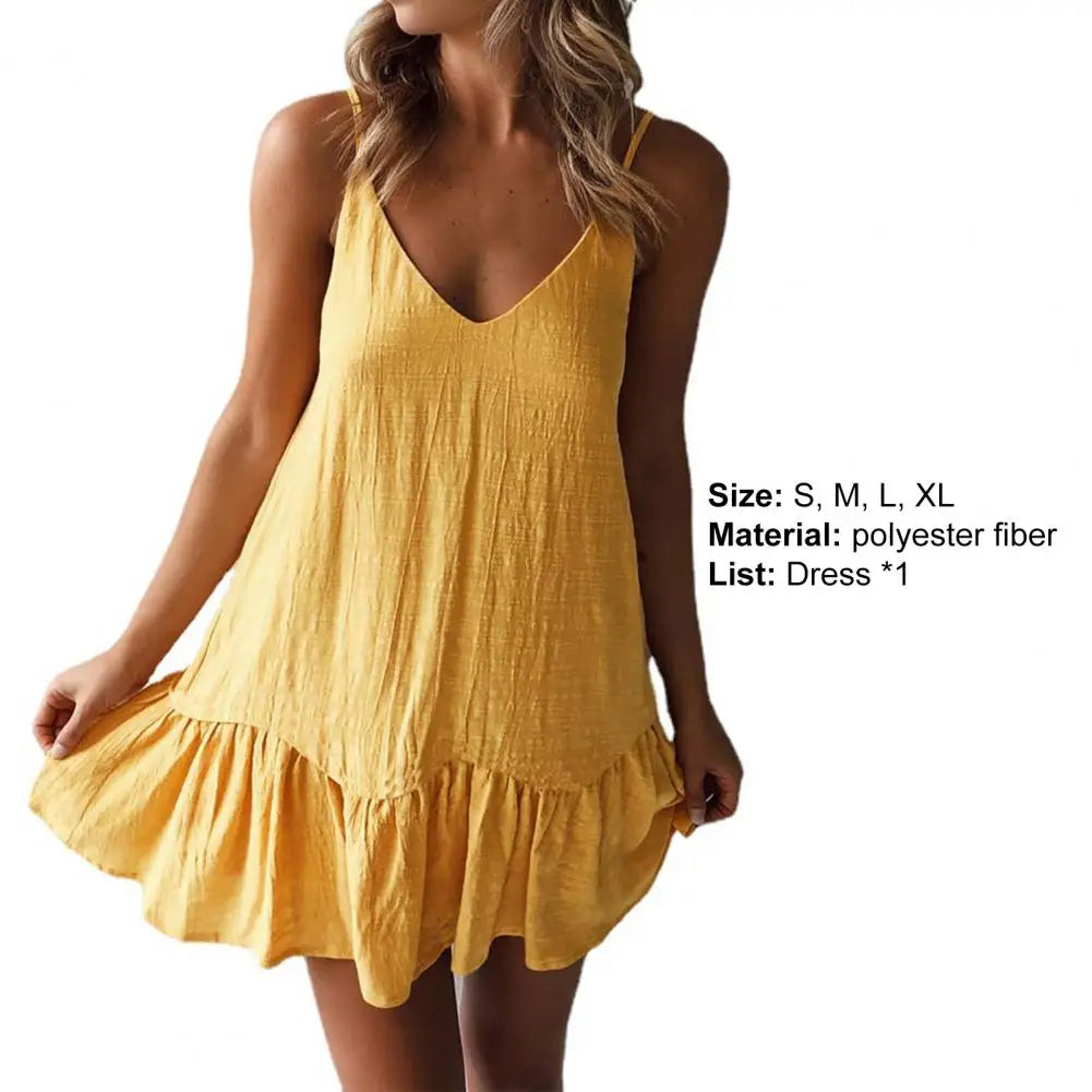 Sexy Spaghetti Strap Off Shoulder White Shift Sundress Dress Ruffle