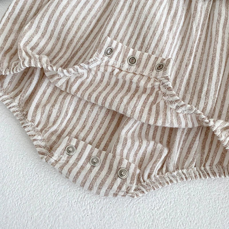 Girls Striped Lace Summer Romper Sister Matching Princess Dresses