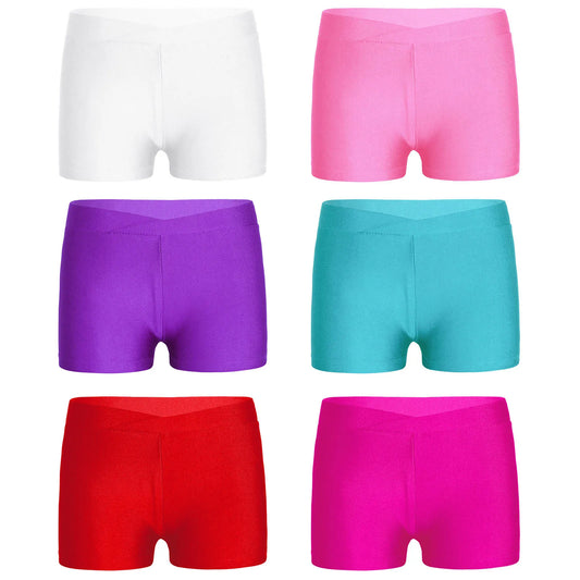 Girls Ballet Dance Shorts Bottoms Summer Stretchy V-front Waistband