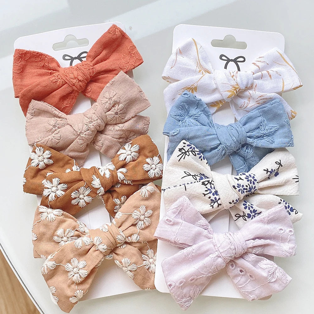 Girls Floral Embroidery 4 Pcs/Set