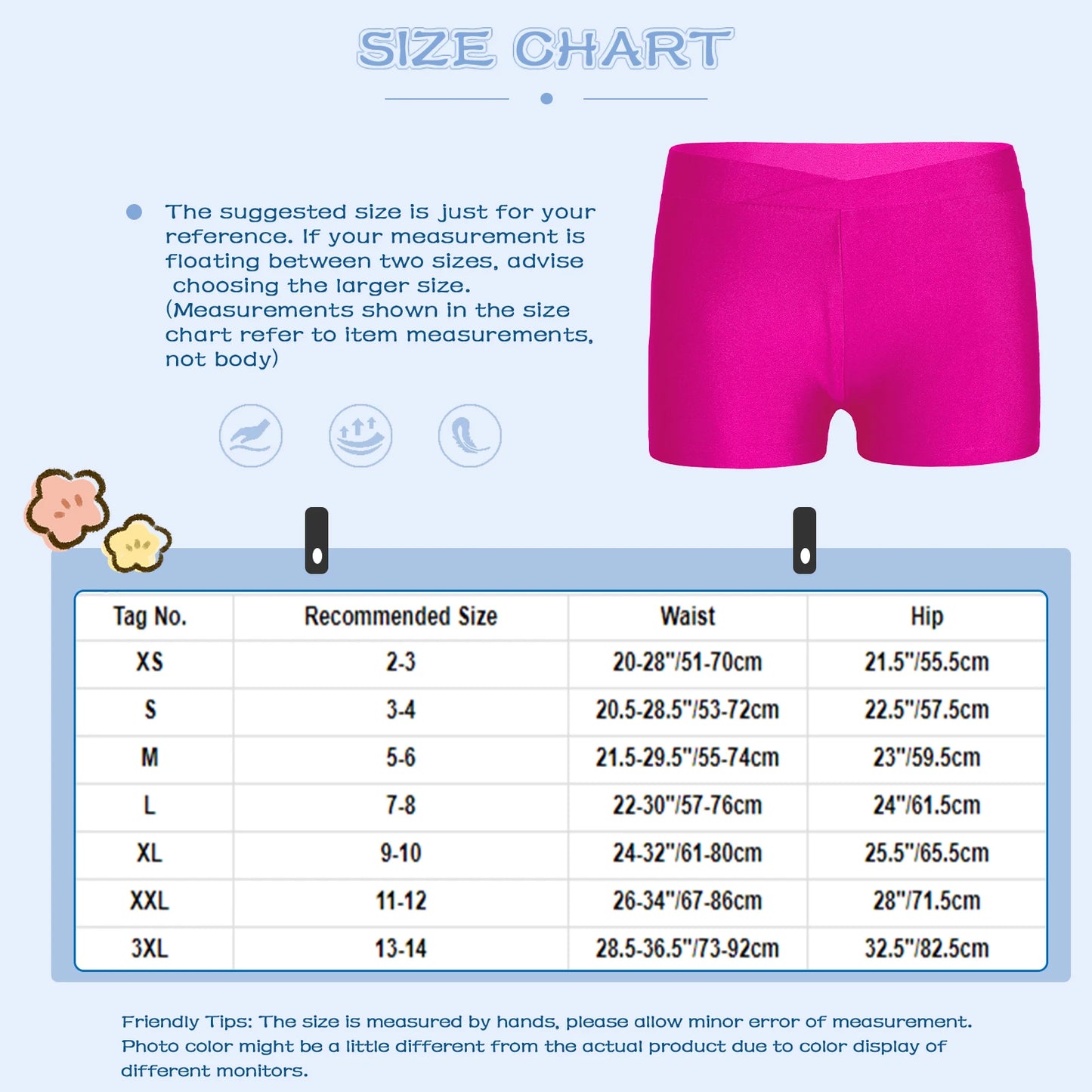 Girls Ballet Dance Shorts Bottoms Summer Stretchy V-front Waistband