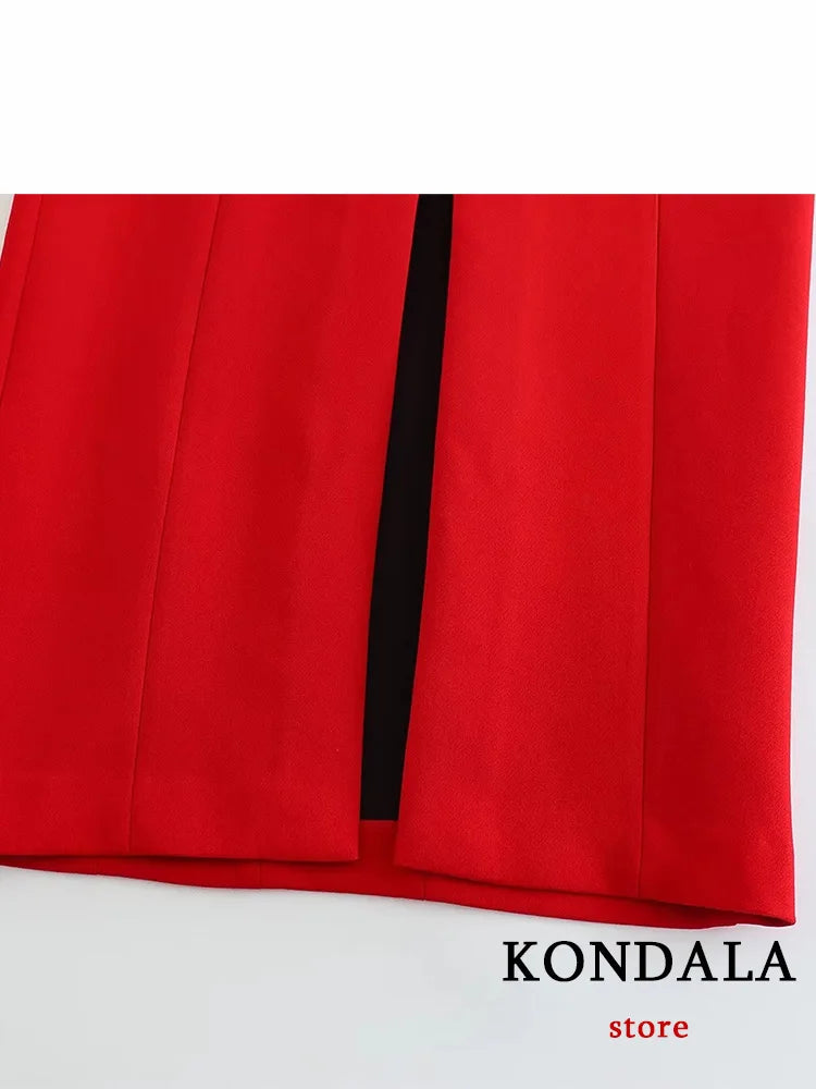 Sexy Chic Red  Strapless Long Party Dress: Elegant Pleated Back Split Corset Summer Dress Fashion 2024
